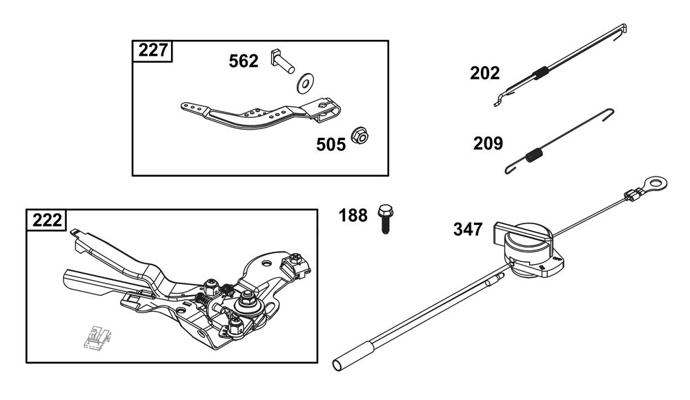 Controls Group Diagram and Parts List for 13R232-0052-H5 100000 - 19Z999 Briggs and Stratton Engine